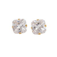 Studex Gold Plated Tiffany 8x8mm Cubic Zirconia Princess Cut