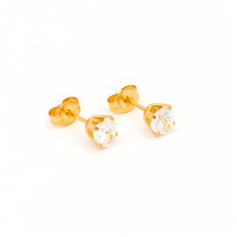 Studex Gold Plated Tiffany 5x5mm Cubic Zirconia Heart