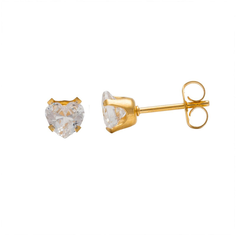 Studex Gold Plated Tiffany 5x5mm Cubic Zirconia Heart