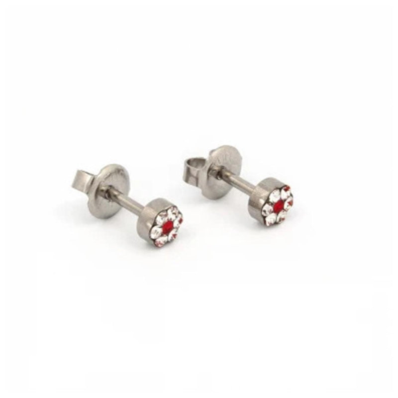Studex Stainless Steel Daisy April Crystal July Ruby Deluxe LD6047W