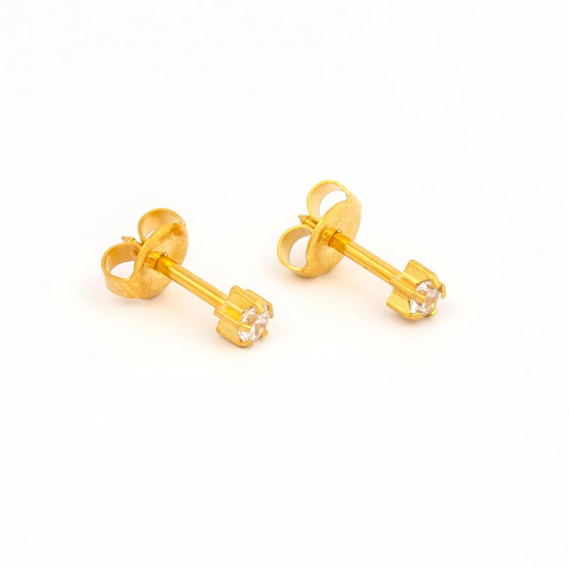 Studex Gold Plated Mini Tiffany Cubic Zirconia Card Deluxe