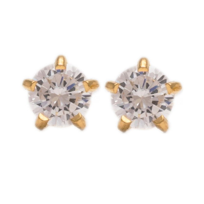 Studex Gold Plated Regular Tiffany Cubic Zirconia Card Deluxe