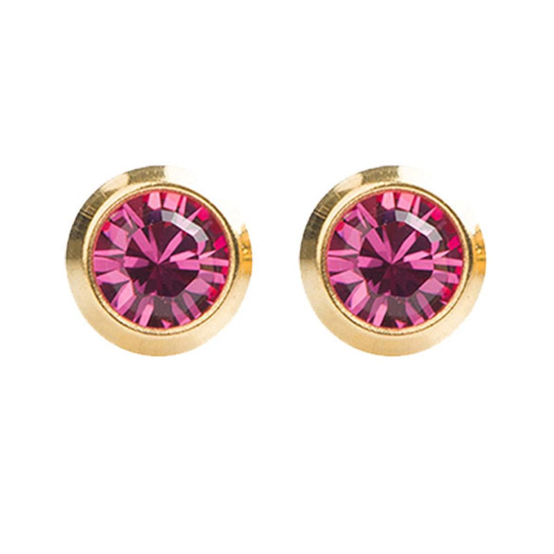 Studex Gold Plated Regular Birthstone October Rose Card