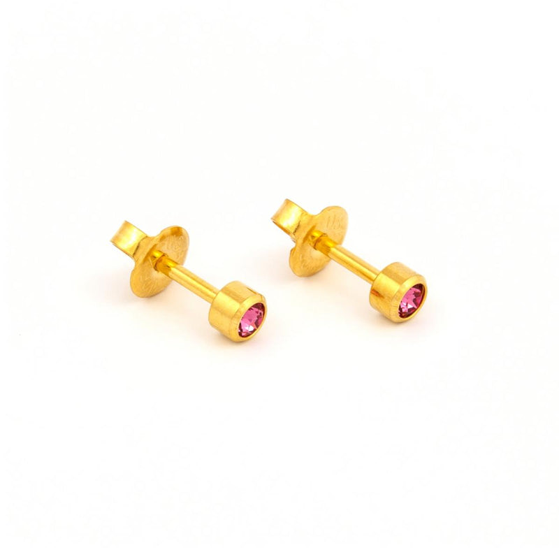 Studex Gold Plated Regular Birthstone October Rose Card