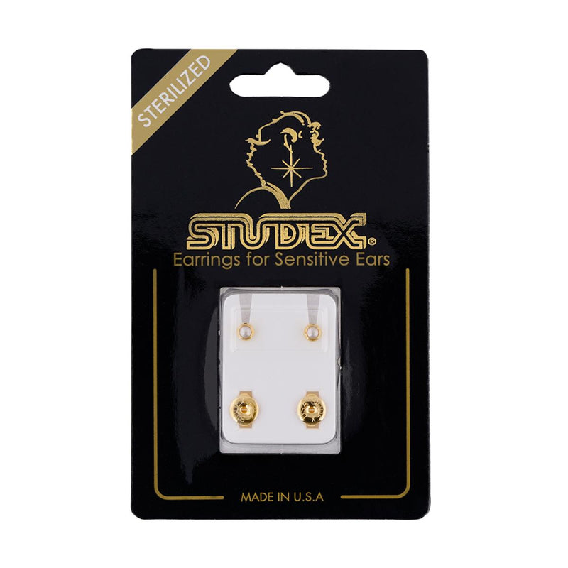 Studex Gold Plated Regular White Pearl Card