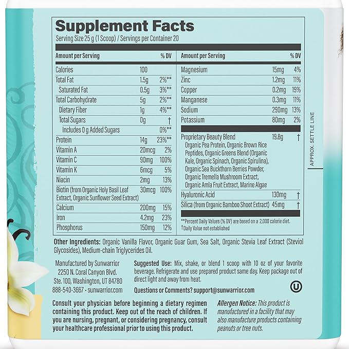 Sun Warrior Collagen Building Protein Peptides Tahitian Vanilla 500g