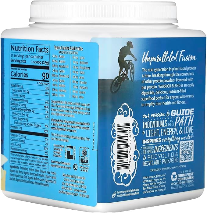 Sun Warrior Protein Warrior Blend Organic Vanilla 375g