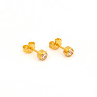 Studex Gold Plated 3mm Bezel Cubic Zirconia