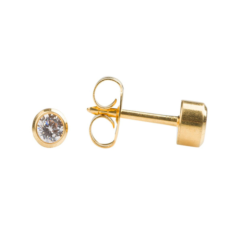Studex Gold Plated 3mm Bezel Cubic Zirconia