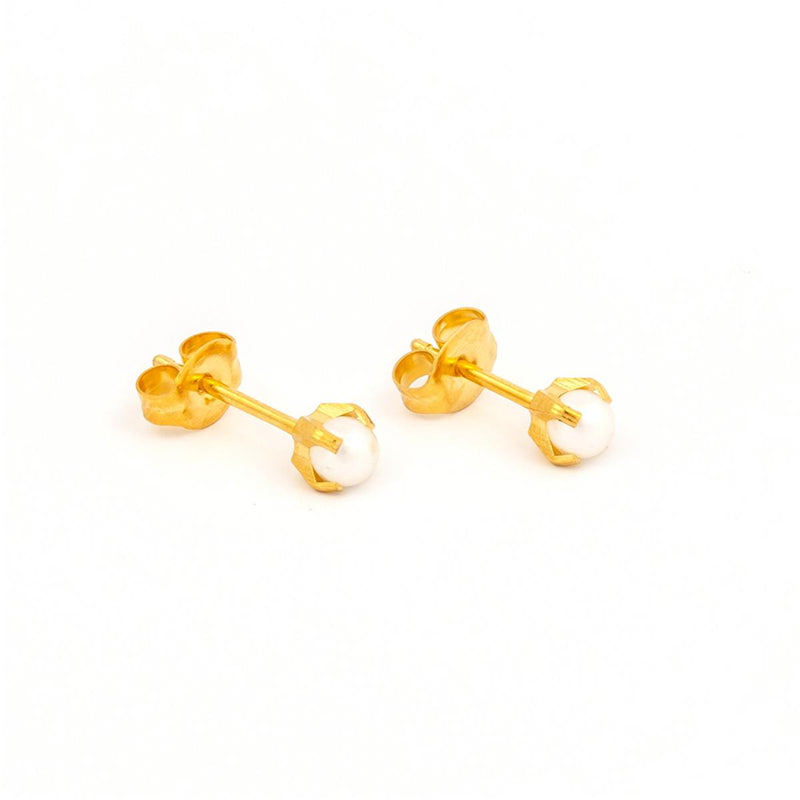 Studex Gold Plated Tiffany 4mm White Pearl