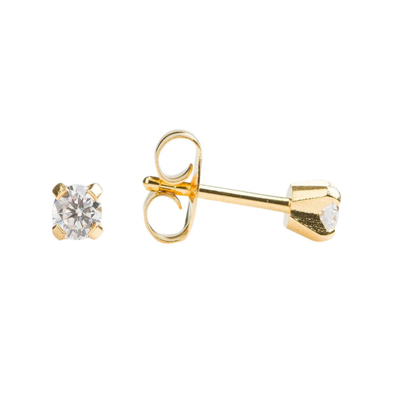 Studex Gold Plated Tiffany 3mm Cubic Zirconia