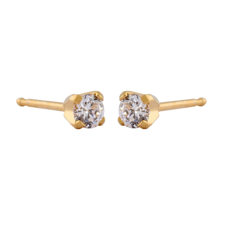 Studex Gold Plated Tiffany 3mm Cubic Zirconia