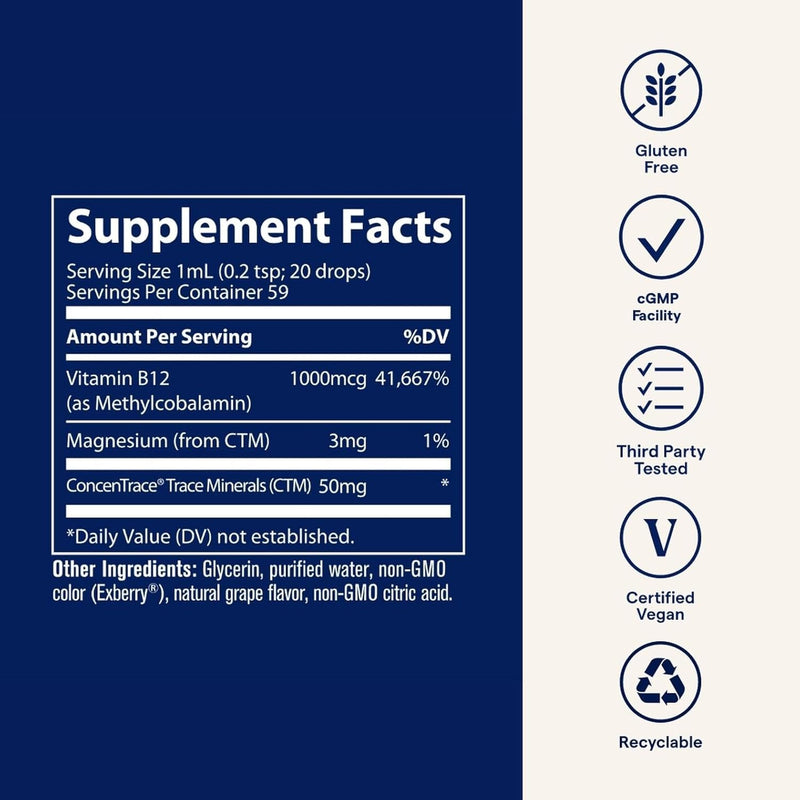 Trace Minerals Ionic B12 1,000mcg Mineral Liquid 59ml