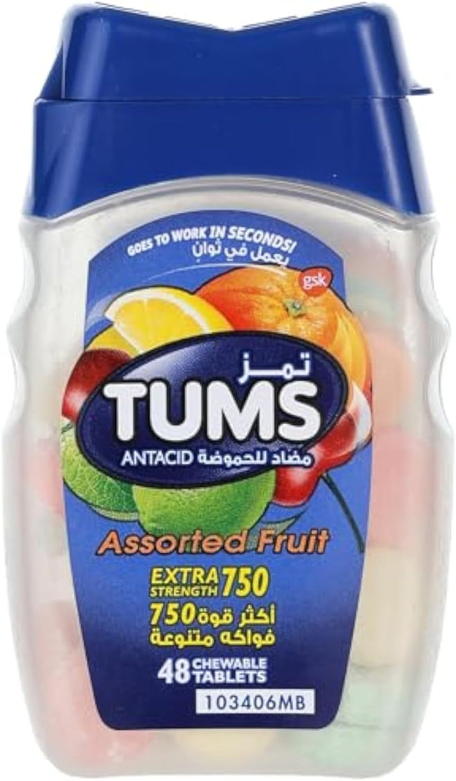 Tums Fruit Antacid Extra Strength 48 Chewable Tablets