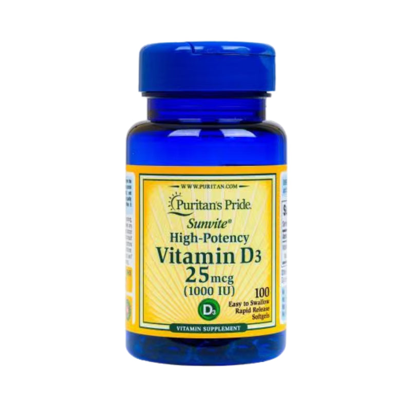 Puritans Pride Vitamin D3 1000IU High Potency 100 Softgels