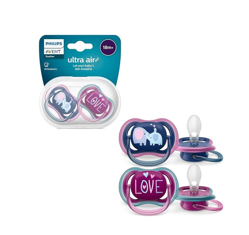Philips Avent Ultra Air Pacifier 18 Months+ Girl Deco 2 Pack