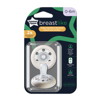 Tommee Tippee Breast Like Orthodontic Soother 0-6 Months 2 Pieces