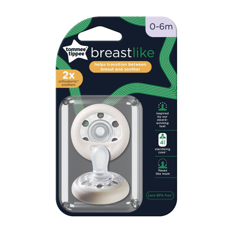 Tommee Tippee Breast Like Orthodontic Soother 0-6 Months 2 Pieces
