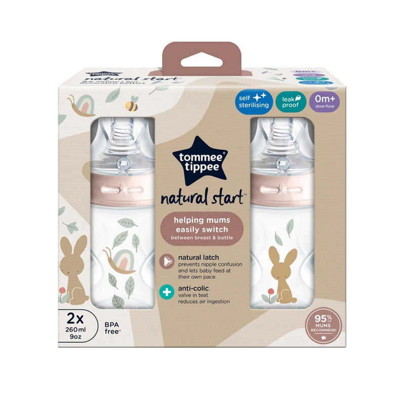 Tommee Tippee Natural Start Bottle 0 Month+ 260ml Pink 2 Pieces