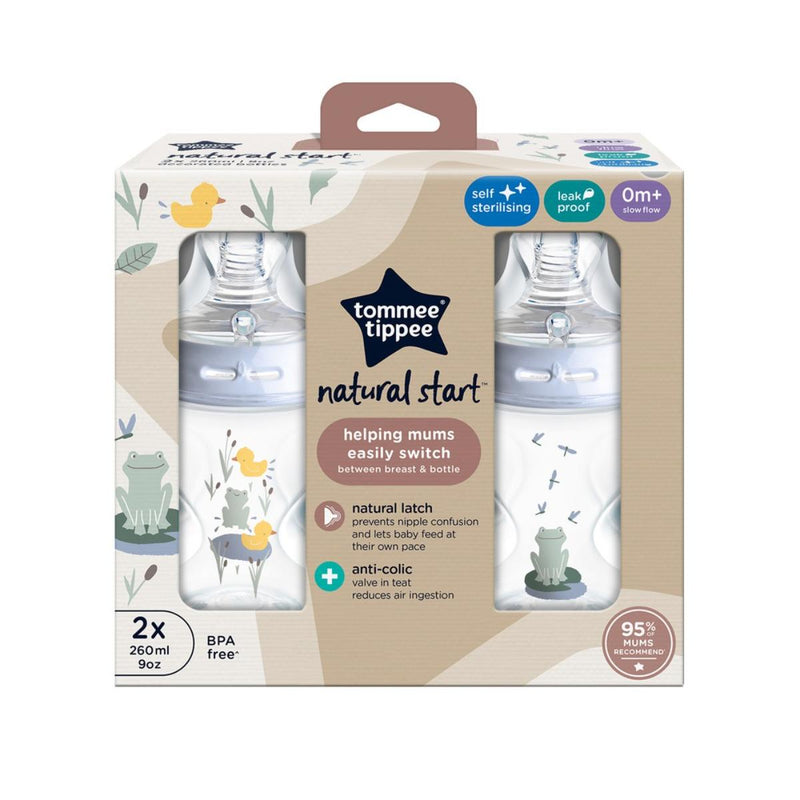 Tommee Tippee Natural Start Bottle 0 Month+ 260ml Blue 2 Pieces